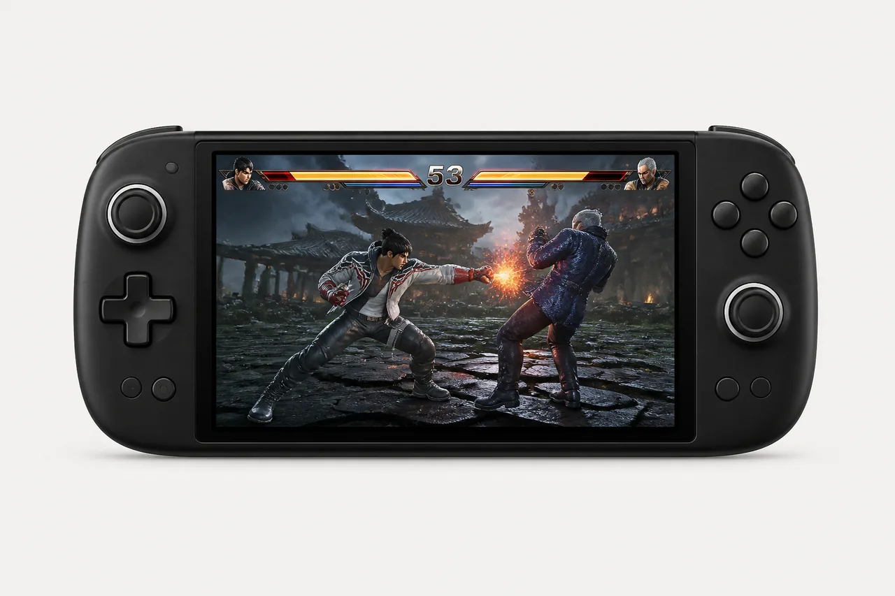 Illustration d'une console portable haut de gamme à grand écran AMOLED, catégorie Retroid Pocket 5