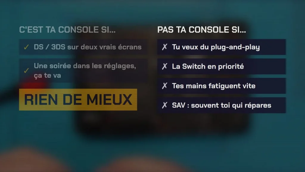 Verdict sur l'AYN Thor : rien de mieux pour la DS et la 3DS sur deux écrans, à éviter pour le plug-and-play, la Switch ou les mains fragiles